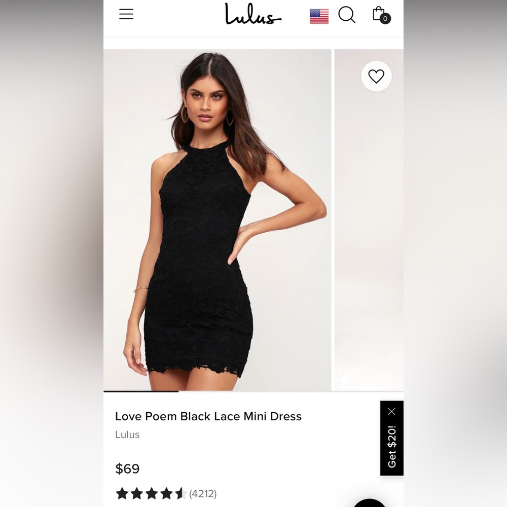 Lulus Love Poem Black Lace Minidress NWOT size S